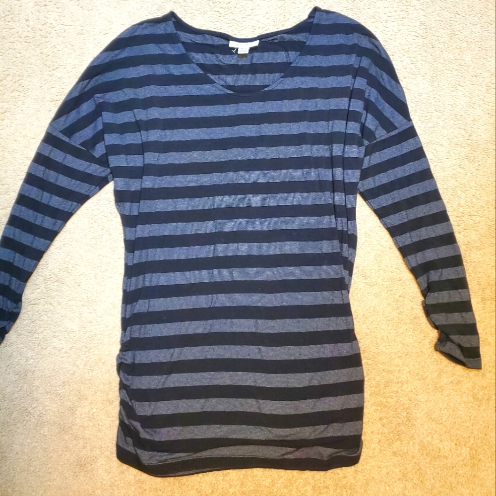Liz Lange Maternity Black Shimmer Striped Long Sleeve Shirt